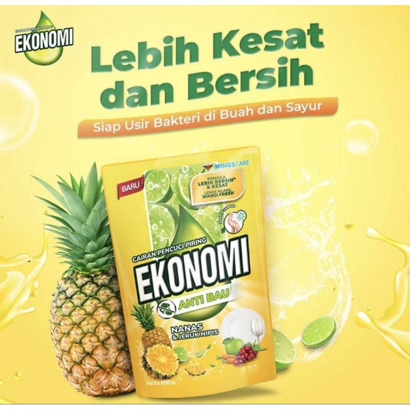 Ekonomi Sabun Cuci Piring Nanas & Jeruk Nipis Anti Bau Refill 650 ml