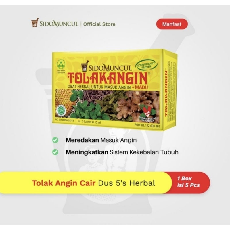 SidoMuncul Tolak Angin Masuk Angin Cair Sachet 5 x 15 ml