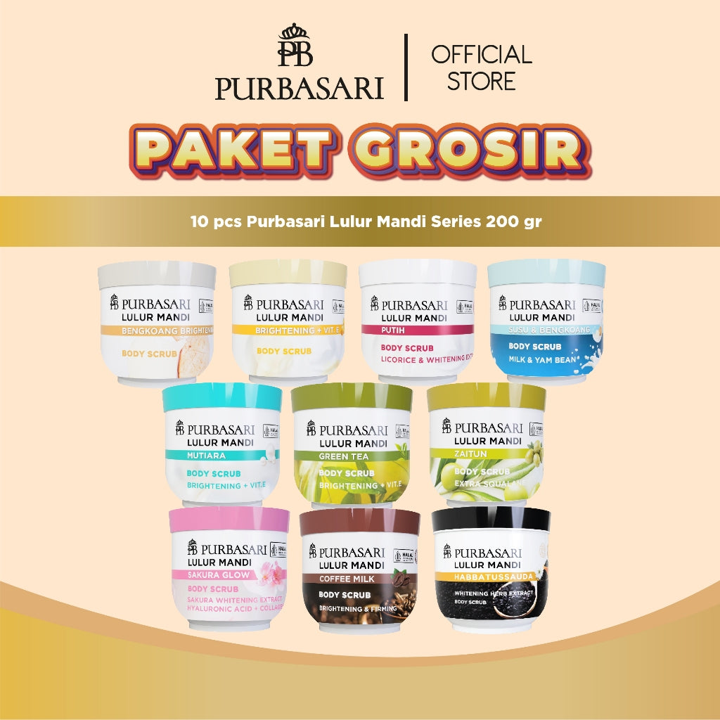 [10 pc] Paket Grosir Purbasari Lulur Mandi 200gr x 10pcs / Body Scrub Hitam Kotoran Tubuh