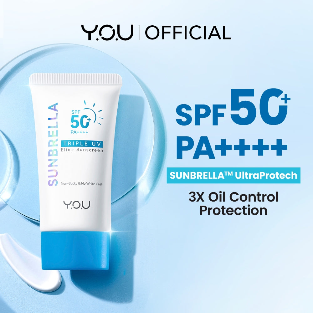 YOU Sunbrella Triple UV Elixir Sunscreen SPF50+ PA++++ Tabir Surya Oil Control untuk Kulit Berminyak UVA UVB Blue Light Oily Skin Sunbrella Sunscreen Paket 2in1 Skincare Bundle Triple UV 2 in 1 [Hot Selling]