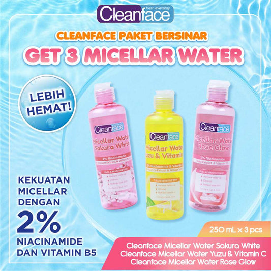 [GET 3] Purbasari Cleanface Micellar Water 250 ml / Pembersih Wajah / Pembersih Makeup Waterproof