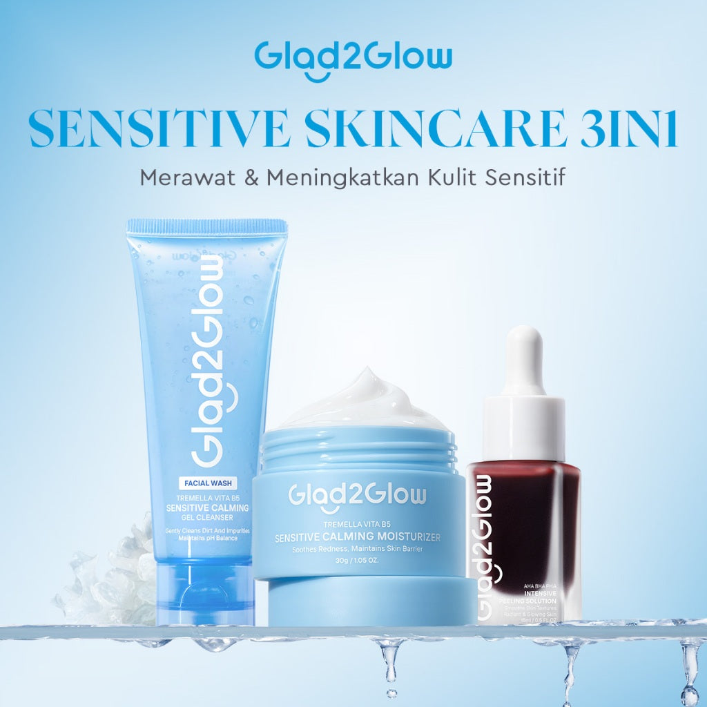 [SENSITIVE SET]Glad2Glow Bundle all in 1 - 2/3/4/5 PCS Tremella Vita B5 Sensitive Calming Moisturizer+Peeling Solution+Glad2Glow Tremella Vita B5 Sensitive Calming Gel Cleanser+Tremella Panthenol Sensitive Care Micellar Water g2glow official store