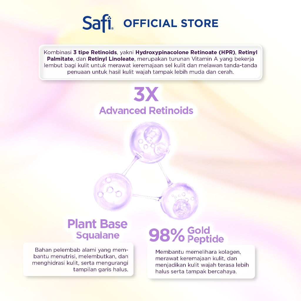 [Paket Cleanser + Serum] Safi Age Defy 3X Advanced Retinoid - Gentle Renewal Cleanser 100gr + Youthful Renewal Ampoule 20ml - Sabun Cuci Muka Non SLS, Serum Wajah Glowing | Better Than Retinol