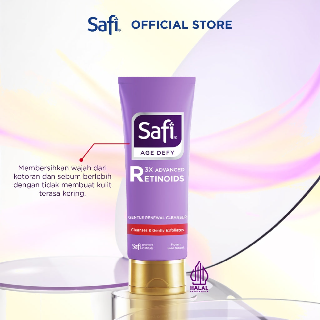 [Paket Cleanser + Pelembap] Safi Age Defy 3X Advanced Retinoid - Gentle Renewal Cleanser 100gr + Intense Renewal Moisturizer 40gr - Sabun Cuci Muka Non SLS, Krim Wajah Anti Aging | Better Than Retinol