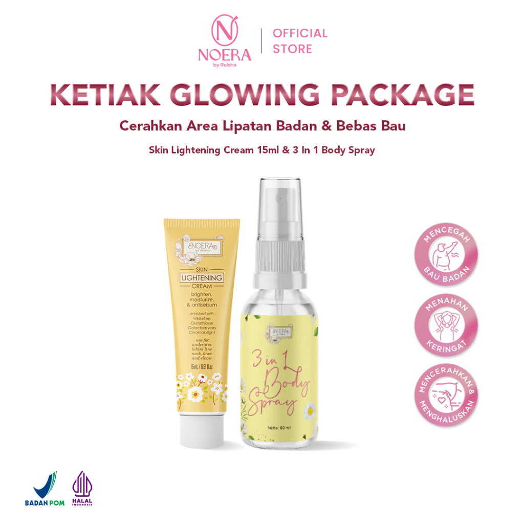 Noera Paket Pemutih Ketiak | Skin Lightening Cream 15ml & 3 In 1 Body Spray