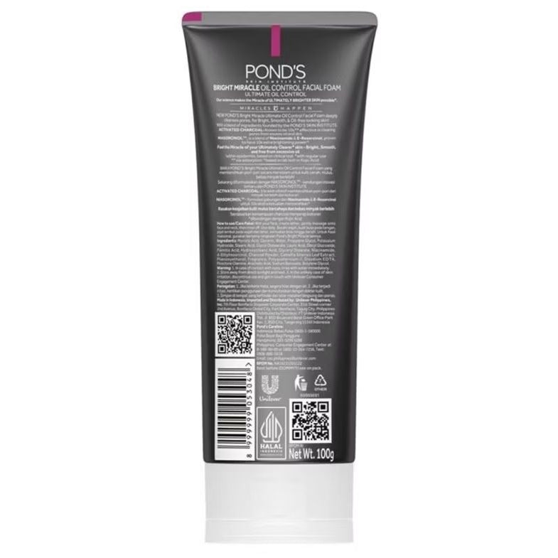 Ponds Bright Miracle Charcoal Pembersih Wajah Foam Kulit Berminyak 100 g