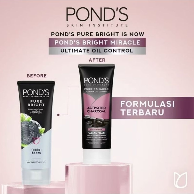 Ponds Bright Miracle Charcoal Pembersih Wajah Foam Kulit Berminyak 100 g