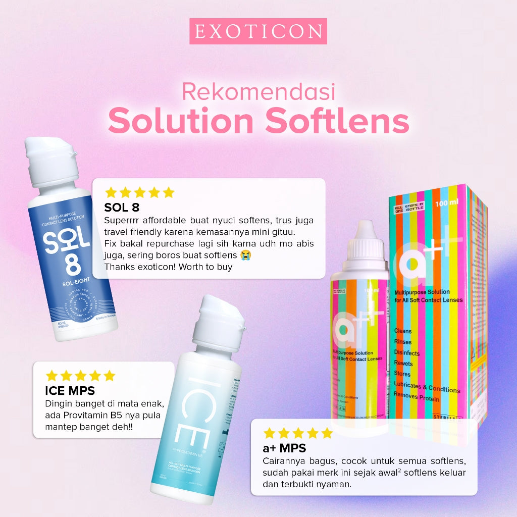 Exoticon Solution - Cairan Pembersih Softlens ukuran 60 ml, 100 ml, 150 ml | Tetes Mata A+ 10ml