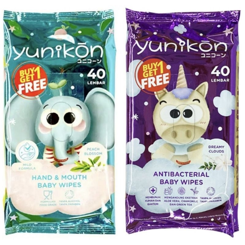 Yunikon Tisu Basah Bayi Tangan & Mulut 40 s - Beli 1 Gratis 1