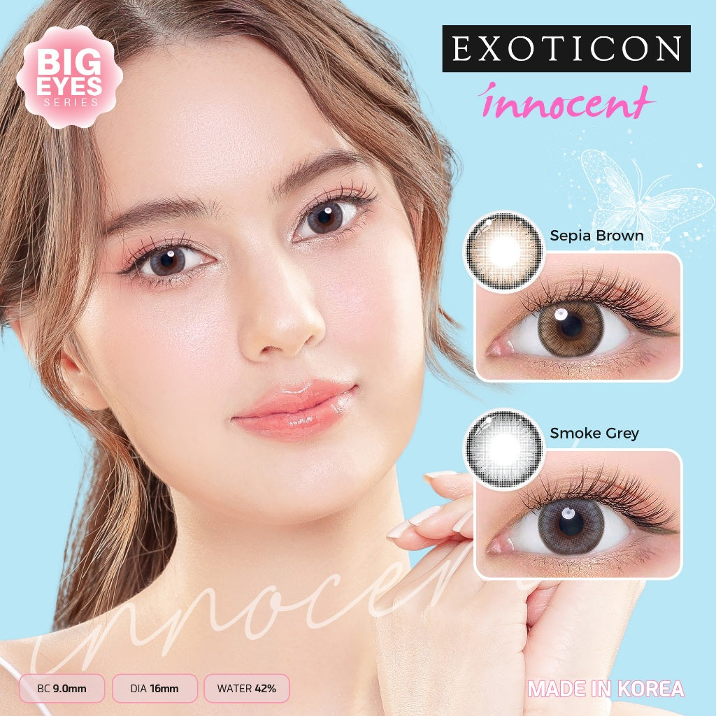 Exoticon Softlens Innocent Series Sepia Brown | Smoke Grey | Soflens Big Eyes | Diameter 16mm