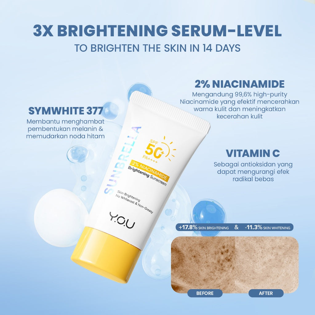 YOU Sunbrella 2% Niacinamide Brightening Sunscreen Cooling Sunscreen Sunscreen Sensasi Dingin Sunscreen SPF 50