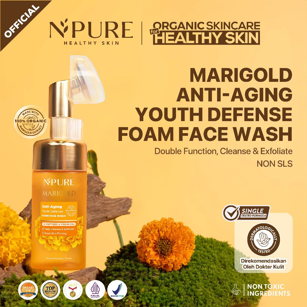 NPURE Facial Wash Marigold/ Deep-Cleanse / Anti Aging Facial Wash / Sabun Wajah Natural