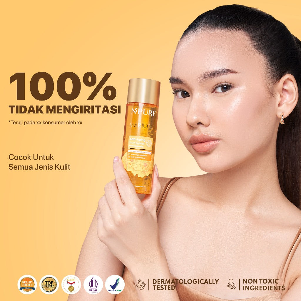 MARIGOLD TONER - NPURE Marigold Anti-Aging Youth Defense Hydrating Toner / Clearing Petal Toner/ Anti Aging Toner/ Toner Gentle Eksfoliasi Wajah Natural / Membersihkan Kotoran