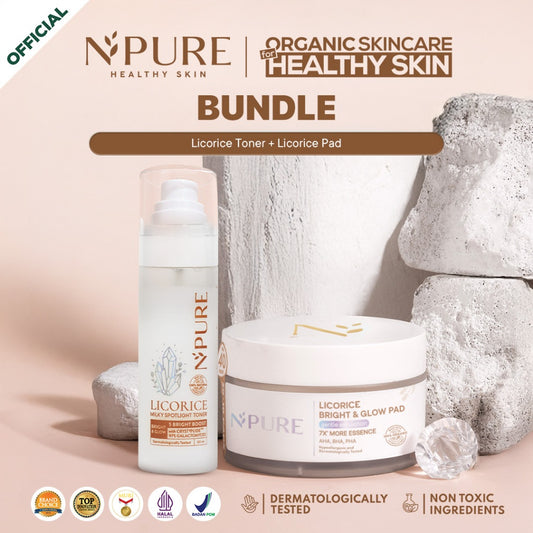 NPURE GLOWING SET - NPURE Bundling Licorice Toner + Licorice Pad /  Brightening Toner / Mencerahkan Wajah