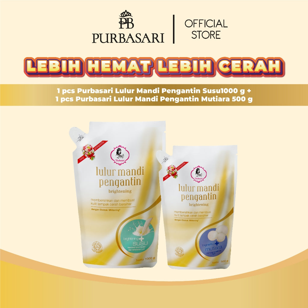 [Lebih Hemat Lebih Cerah] Purbasari Lulur Mandi Pengantin 1kg + Lulur Mandi Pengantin 500gr