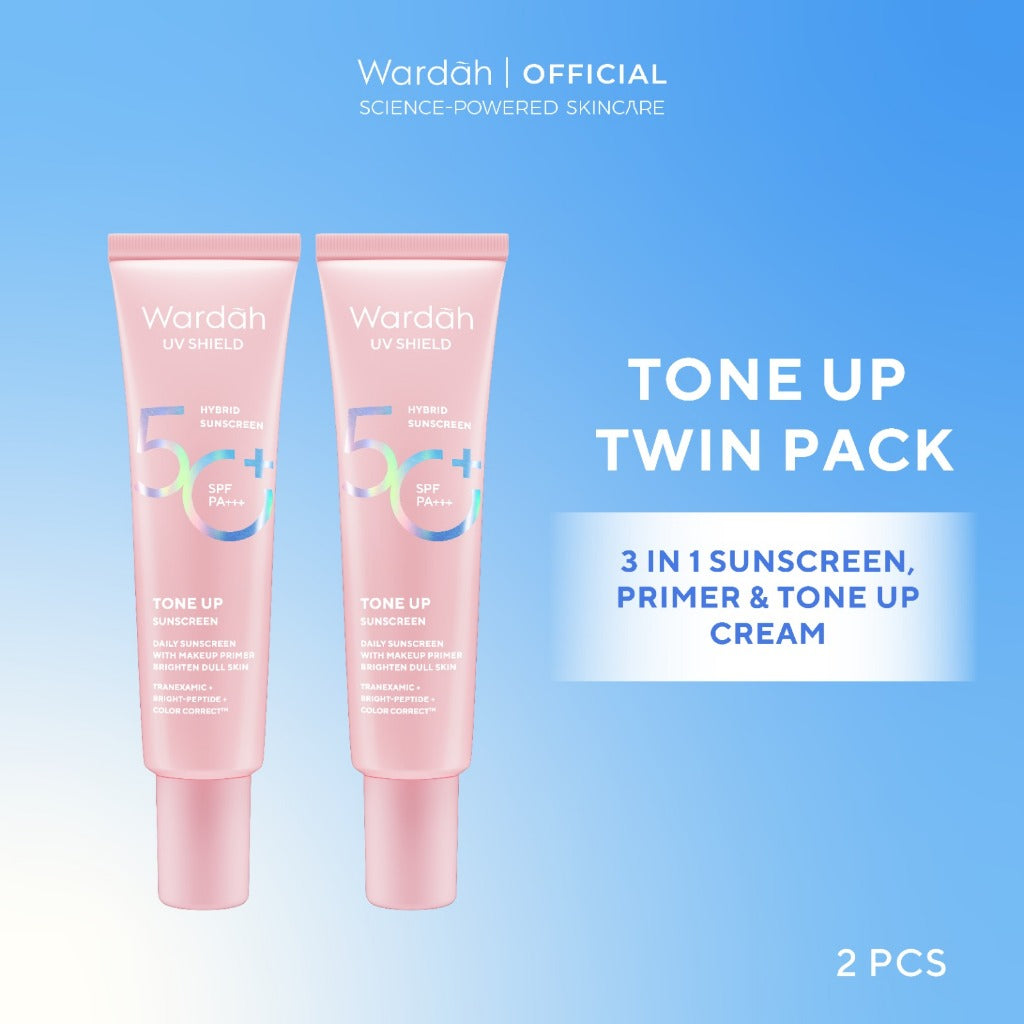 TWINPACK Wardah UV Shield Airy Smooth, Acne Calming, Aqua Fresh, Essential, Tone Up, Physical Sunscreen - Skincare