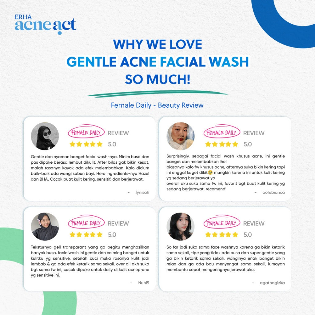 ERHA Acneact Low Ph Gentle Facial Wash 100g - Sabun Wajah Jerawat Kulit Sensitif  Ph Balance Low ph