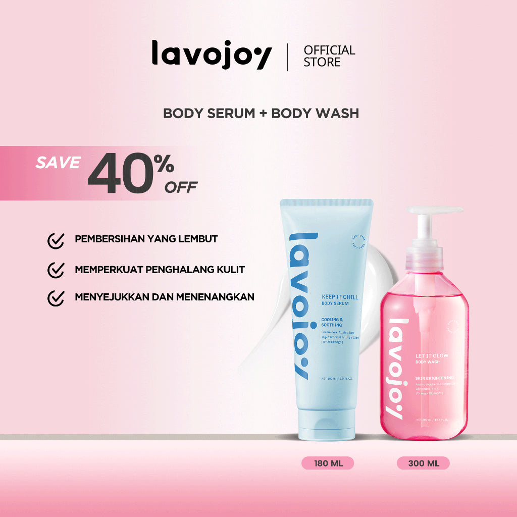 Lavojoy 2in1 Bundle Body Wash All Variants 300ml + Body Serum All Variants180ml | Sabun Mandi Cair Untuk Mencerahkan Dan Melembabkan Kulit | Body Serum Untuk Mencerahkan Dan Melembabkan Kulit