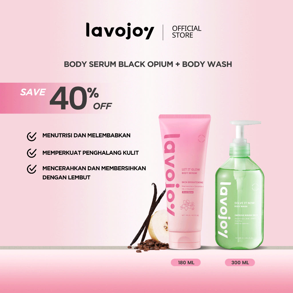 Lavojoy 2in1 Bundle Body Wash All Variants 300ml + Body Serum All Variants180ml | Sabun Mandi Cair Untuk Mencerahkan Dan Melembabkan Kulit | Body Serum Untuk Mencerahkan Dan Melembabkan Kulit