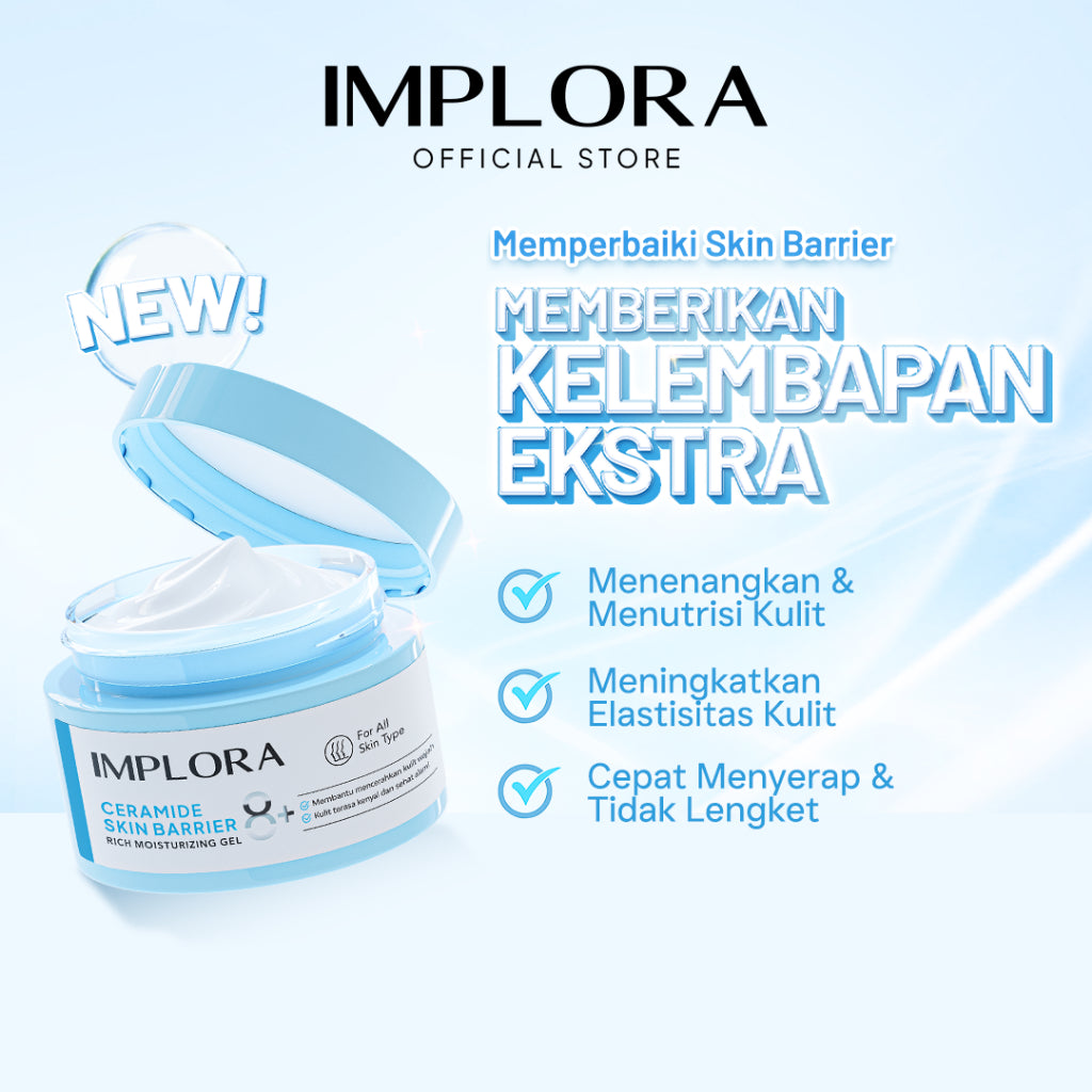 Implora 8+ Ceramide Skin Barrier Moisturizing Gel | Pelembab Kulit Kering, Kombinasi, Acne Prone | Moisturizer Sensitive Skin