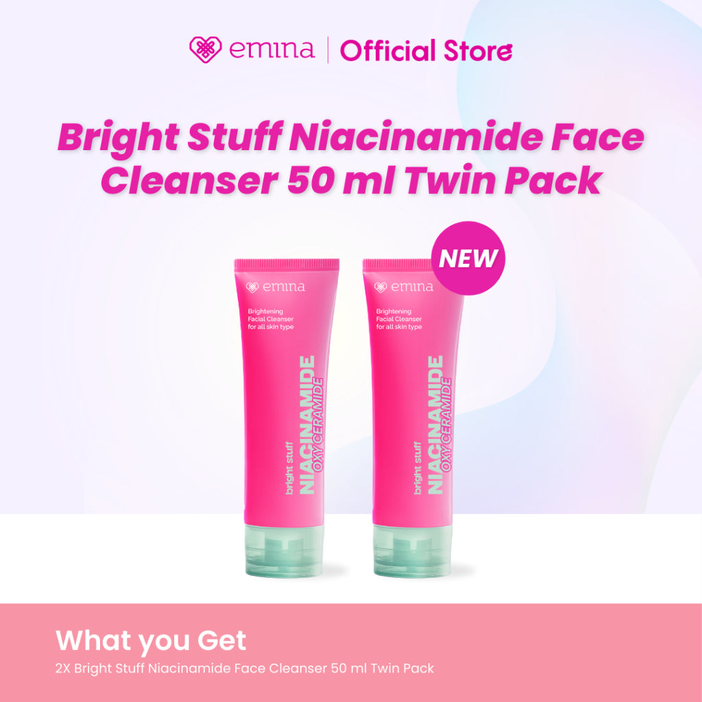 Triple Pack Emina Bright Stuff Niacinamide & Emina Prebiotic Tranexamic Acid Face Wash for Acne Prone Skin - Sabun Muka Cerah, Glowing, Perbaiki Skin Barrier, Mengontrol Minyak, Lembab Tanpa Ketarik, Anti Kusam, Cocok untuk semua jenis kulit