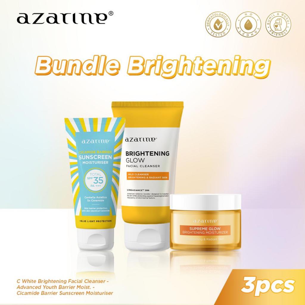 [3PCS] Baru! Azarine Bundle Skincare 100rban! Facial Cleanser Moisturizer Sunscreen Wajah