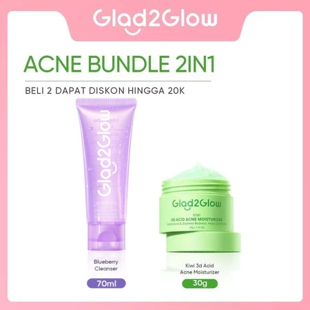 GLAD2GLOW Kiwi 3D Acid Acne Moisturizer Pelembab Wajah Jerawat Mencerahkan Pencerah Wajah&Penuaan Hilangkan Flek & Tenangkan Kulit Skincare Pelembab Esensi Wajah Perawatan Kulit Pelembab Wajah Pembersih day cream tone up g2g official store