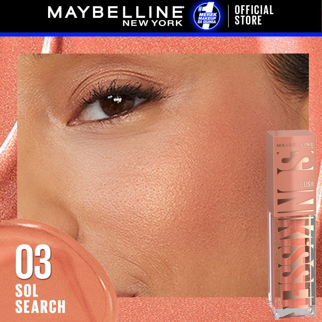 MAYBELLINE OFFICIAL Sunkisser Liquid Blush 5.4mL Instant Fresh Cheeks Glow Matte Cream Blush Liquid Blush Highlighter Blush On Cair Buildable Mudah Di Blend Pigmented Ringan Tahan Lama Tinted Serum