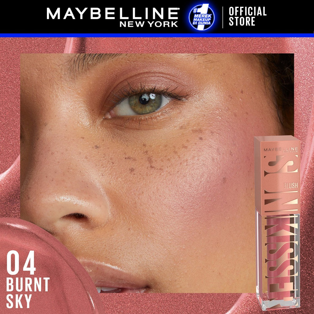 MAYBELLINE OFFICIAL Sunkisser Liquid Blush 5.4mL Instant Fresh Cheeks Glow Matte Cream Blush Liquid Blush Highlighter Blush On Cair Buildable Mudah Di Blend Pigmented Ringan Tahan Lama Tinted Serum