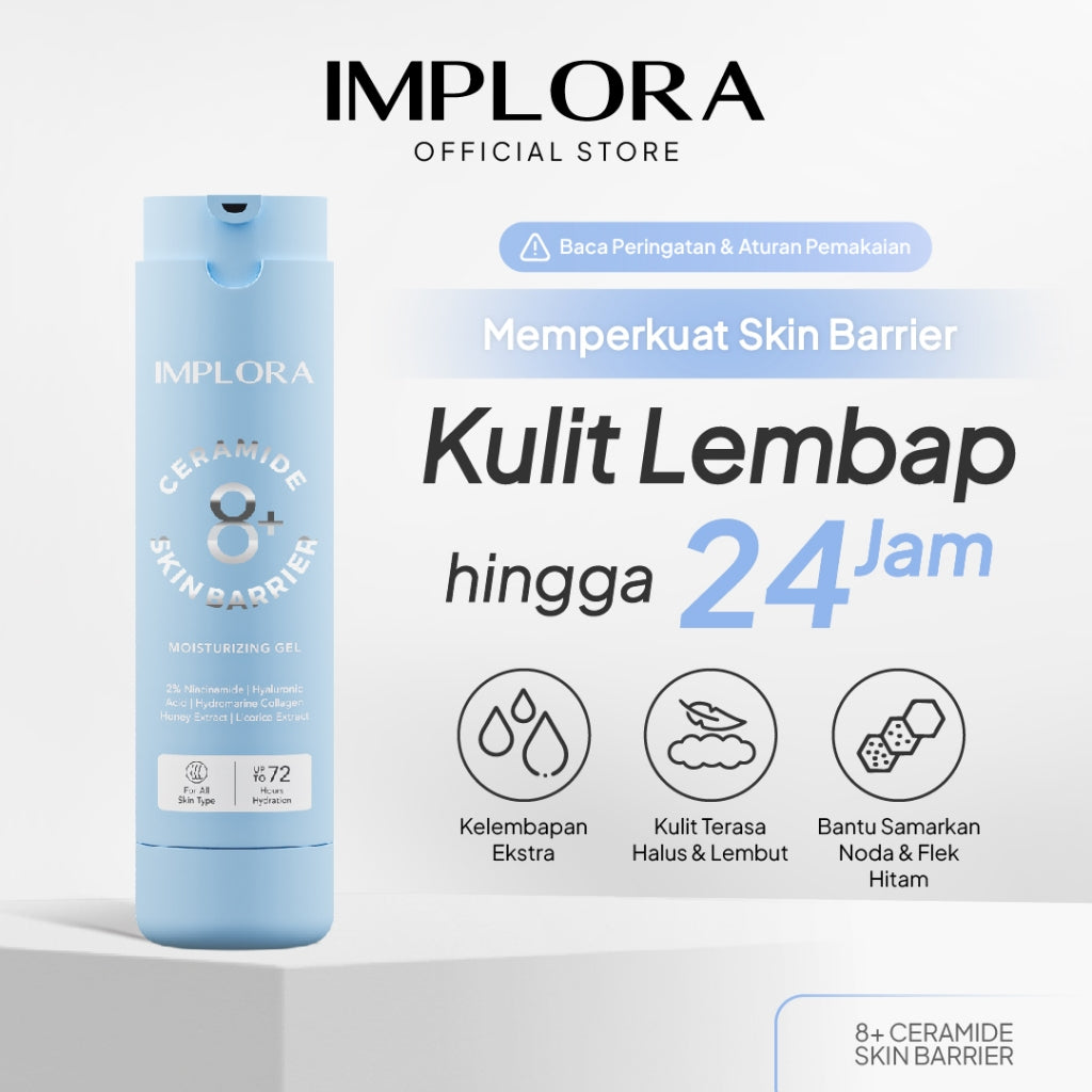 Implora 8+ Ceramide Skin Barrier Moisturizing Gel | Pelembab Kulit Kering, Kombinasi, Acne Prone | Moisturizer Sensitive Skin