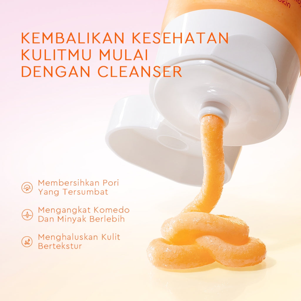 Glad2Glow Yuzu Aha Blackhead Exfoliating Cleanser facial wash skincare face wash sabun cuci muka cleansing balm exfoliating exfoliasi wajah sabun muka pembersih wajah Yuzu Aha Blackhead Exfoliating Cleanser Eksfoliasi secara lembut g2glow official store