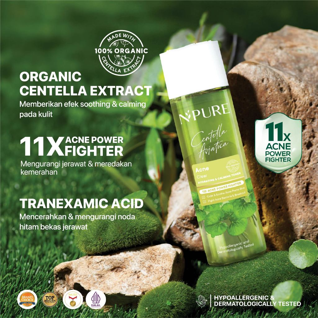 EXCLUSIVE CREATOR TWINPACK TONER CICA 150ML - NPURE Acne Face Toner Centella Asiatica 150 ml / Toner Kulit Berjerawat / Hydrating Toner Mencerahkan Wajah