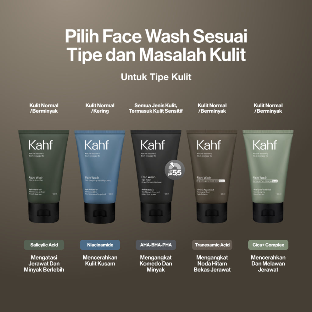 Twin Pack Kahf Face Wash Brightening and Dark Spot Scrub 100 ml - 2 pcs Sabun Cuci Muka Pria Anti Noda Hitam Bekas Jerawat - Suitable for Daily Use