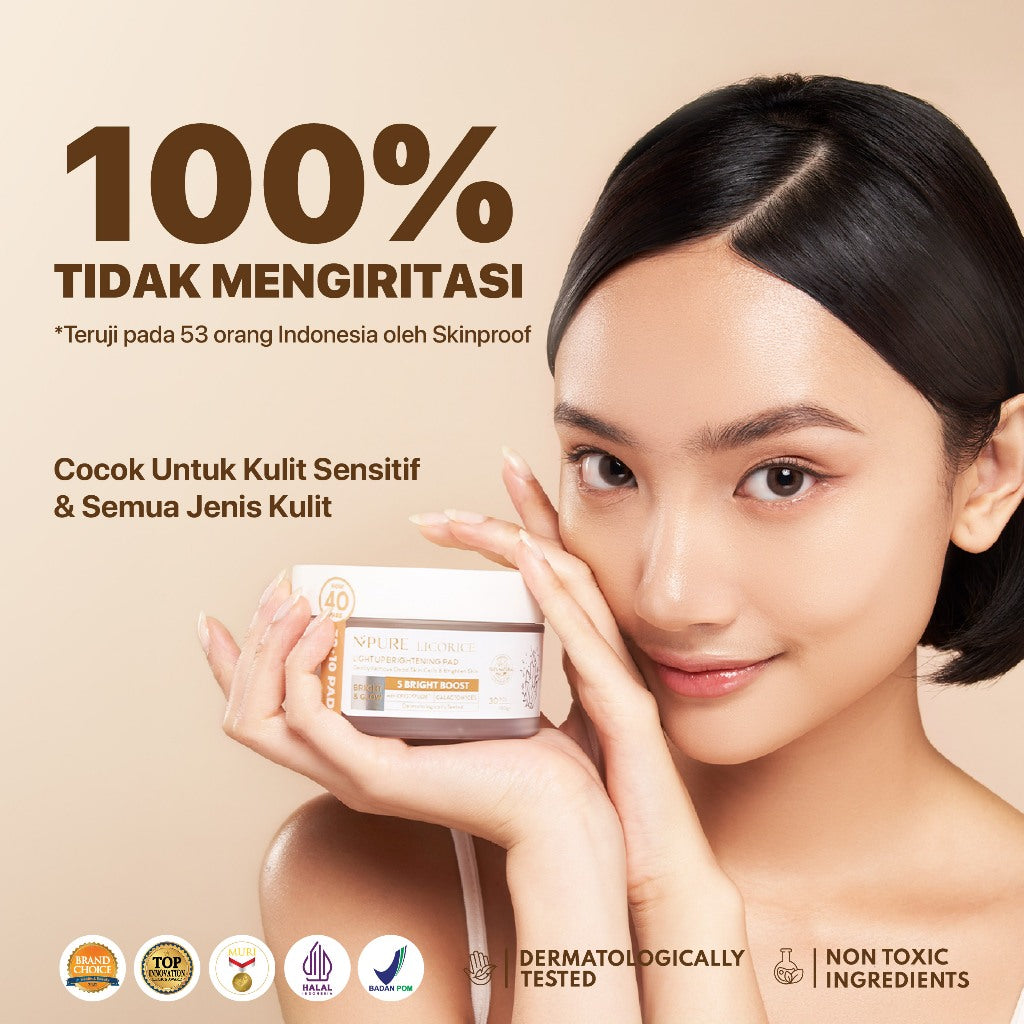FREE SHEETMASK - NPURE Brightening Exfoliating Pad Licorice / Light Up / Kapas Wajah Exfoliasi Cerah Glowing