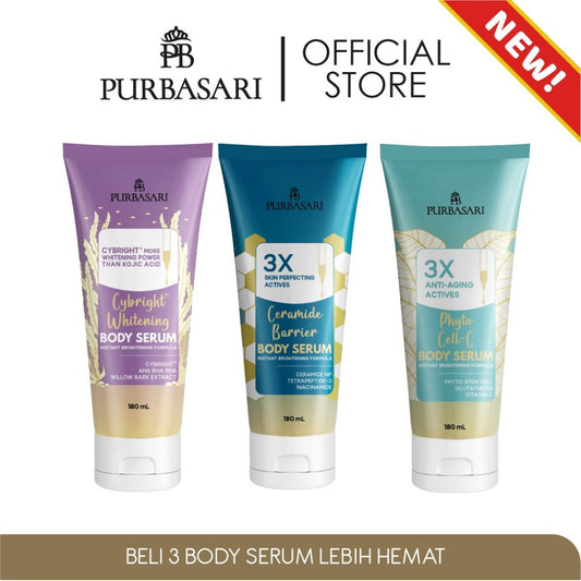 [3 PCS] Purbasari Body Serum 180ml MIX VARIAN- Cybright Whitening - Ceramide Barrier - Phyto Cell-C - White Glow - Skin Firming - Gluta Hya / Mencerahkan / Melembabkan / Hidrasi Lotion Pencerah Tubuh Hand
