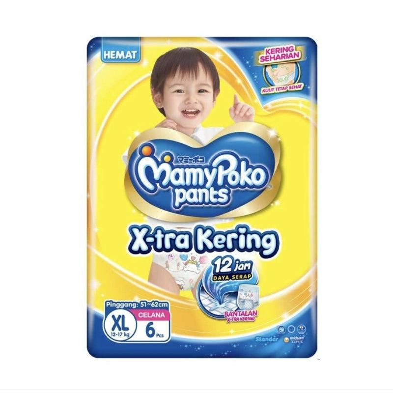 Mamy Poko X-tra Kering Popok Celana Pamper Bayi S9/M8/L7/XL6/XXL5