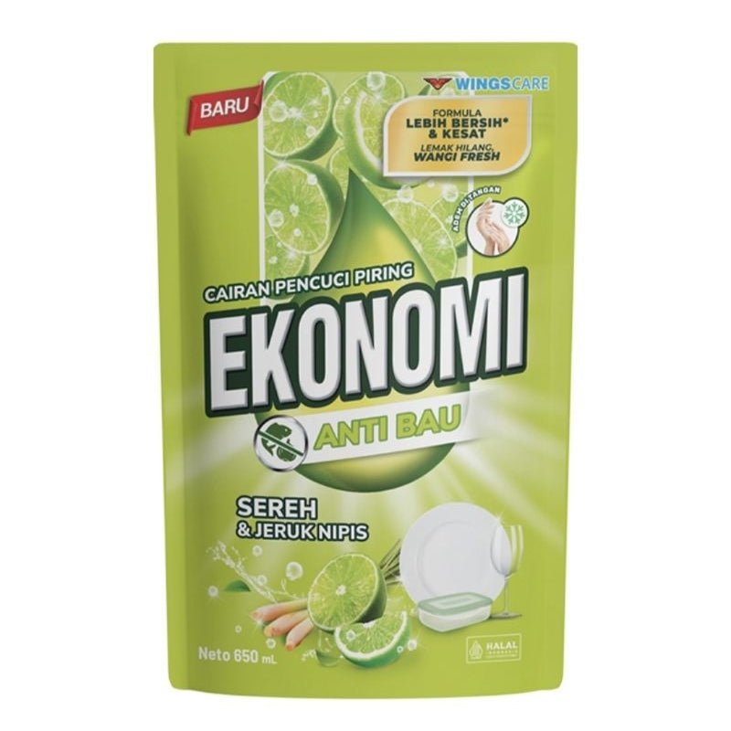 Ekonomi Power Liquid Sabun Cuci Piring Sereh & Jeruk Nipis Anti Bau 650 ml