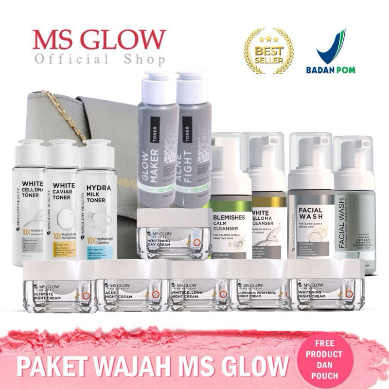 MS GLOW PAKET WAJAH  bonus produk & pouch