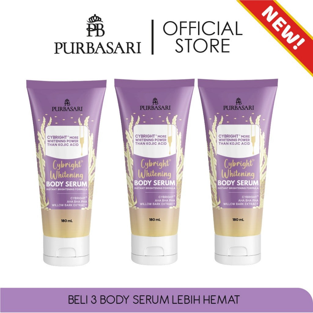 [3 PCS] Purbasari Body Serum 180ml - Cybright Whitening - Ceramide Barrier - Phyto Cell-C - White Glow - Skin Firming - Gluta Hya / Mencerahkan / Melembabkan / Hidrasi Lotion Pencerah Tubuh