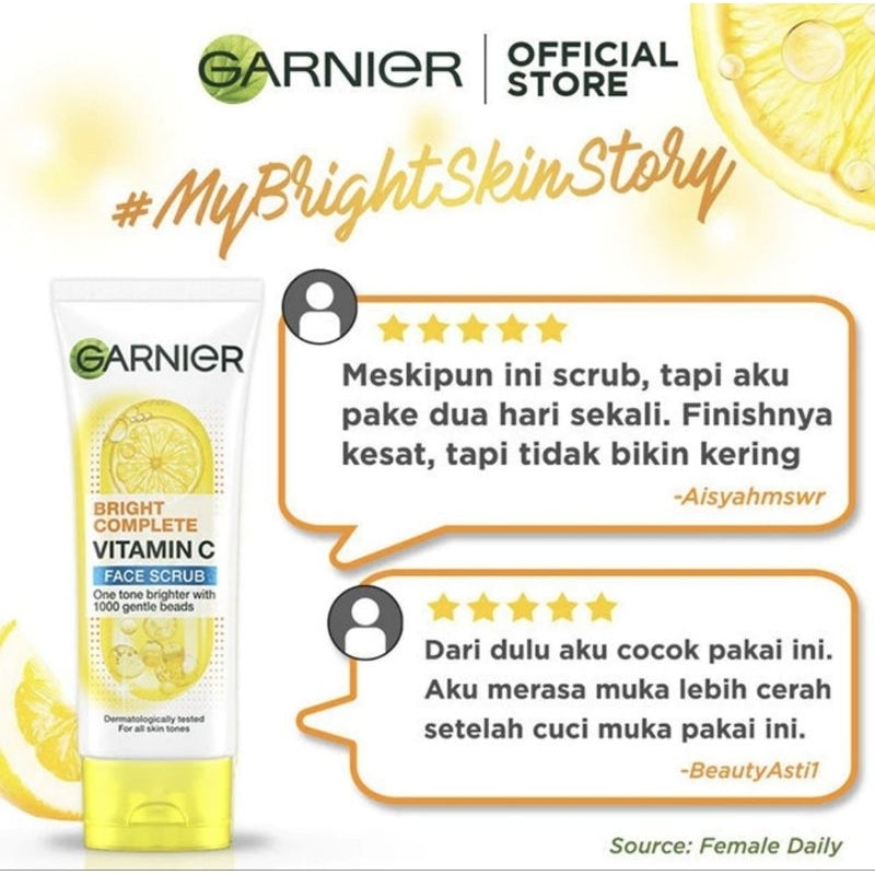 Garnier Bright Complete Pembersih Wajah Scrub Vitamin C 100 ml
