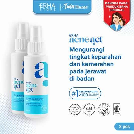 ERHA Twin Flame ERHA AcneAct BHA & Niacinamide Acne Body Spray 100 ml - Bundle Perawatan Jerawat Tubuh
