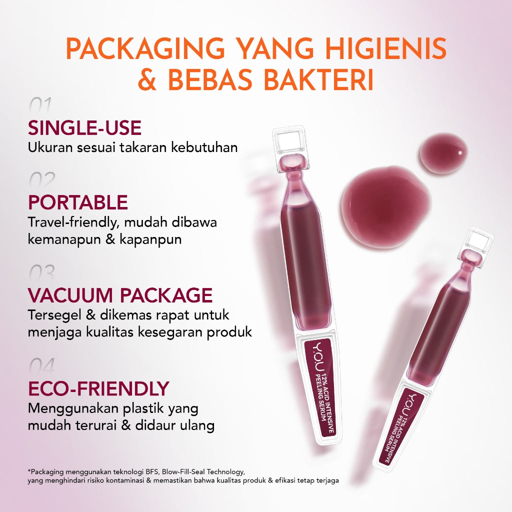 YOU 12% ACID INTENSIVE PEELING SERUM 1.5ML*5 [TRAVEL SIZE] | AHA BHA PHA |Eksfoliasi Kulit Cerah Halus | Pori Besar