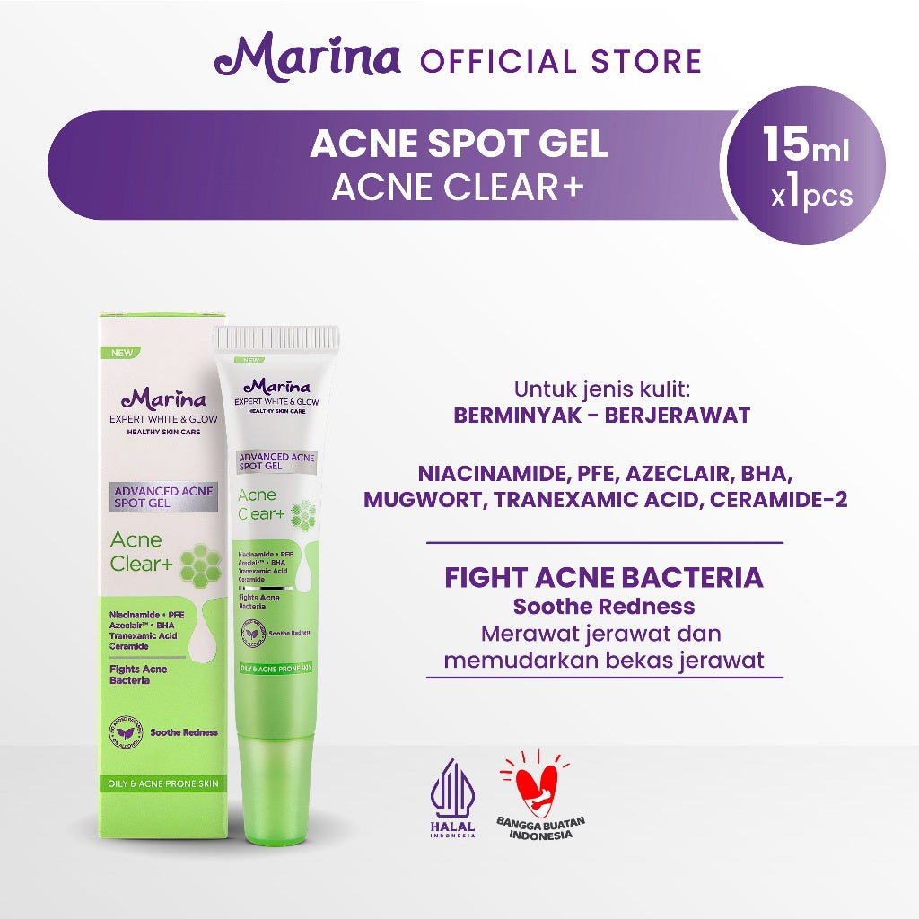 Marina Expert White & Glow Advanced Acne Spot Gel - Acne Clear+ 15ml - Exp Date : 03.2026