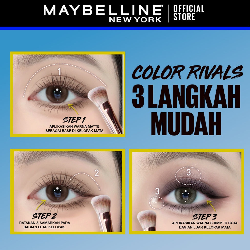 Maybelline Color Rivals Duo Shadow – Eyeshadow Waterproof Pigmented Glitter Tekstur Halus Tahan Seharian Easy to Blend