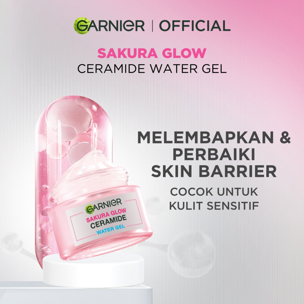 GARNIER Sakura Glow Ceramide Barrier Moisturizer Gel 50ml Skincare Water Gel Pelembab Ringan mencerahkan tone up pelembab wajah cream pemutih wajah glowing cepat