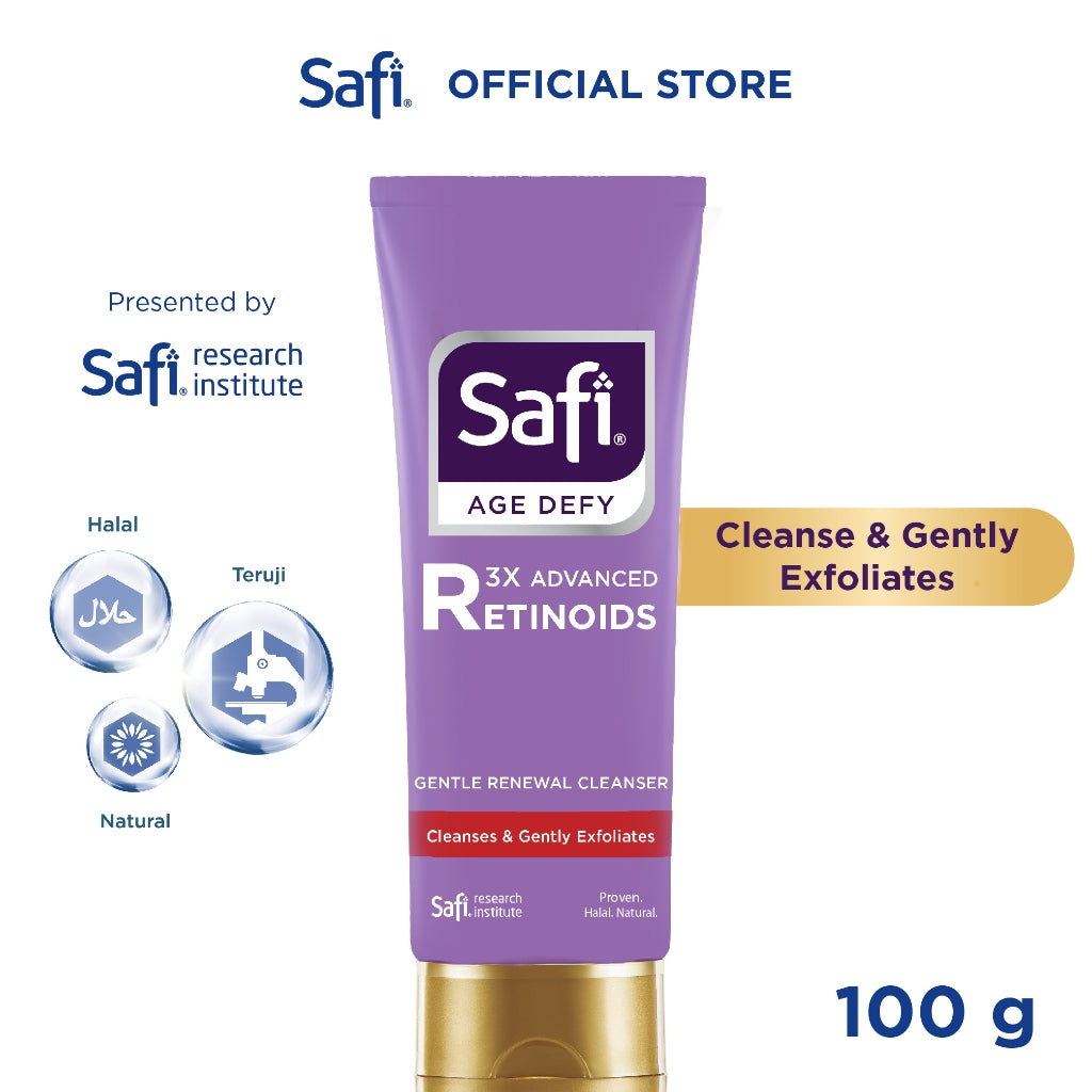 [Paket Cleanser + Pelembap] Safi Age Defy 3X Advanced Retinoid - Gentle Renewal Cleanser 100gr + Intense Renewal Moisturizer 40gr - Sabun Cuci Muka Non SLS, Krim Wajah Anti Aging | Better Than Retinol