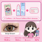 [Beli 1 Gratis 2 Hadiah] UYAAI Softlens Normal 14.00-15.00mm 1Pasang Softlens+120ML Air Pencuci Softlens+Lenscase