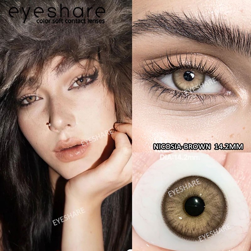 Eyeshare Brown Softlens Nicosia Brown Big Eyes 1Pasang Lensa Kontak Soft Softlen