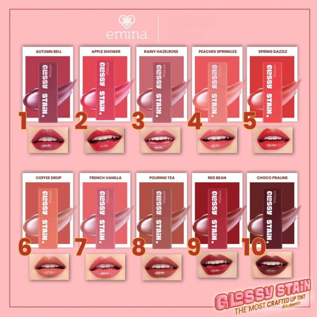Emina Glossy Stain Lip Tint Bibir Glossy Finish Melembabkan