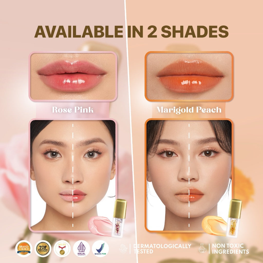 ROSE PINK - NPURE Power Glow Lip Oil/ Lip Gloss / Lip Base / Lip Topper / Pelembab Bibir